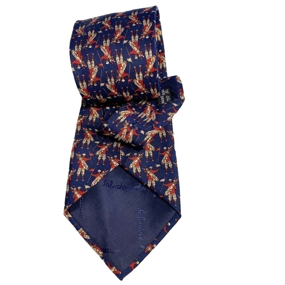 SALVATORE Ferragamo Silk Golf Tie - Picture 9 of 11